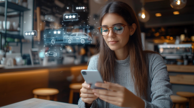 woman looking at her phone